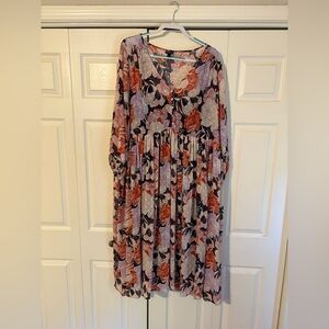 Torrid floral and polka dot long sleeve dress